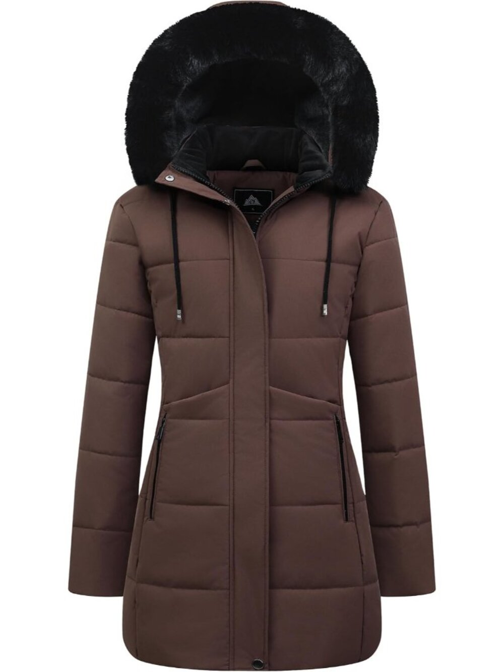 Women's Brown Warm Winter Puffer Coat Waterproof Long Down Jacket Thicken Fleece